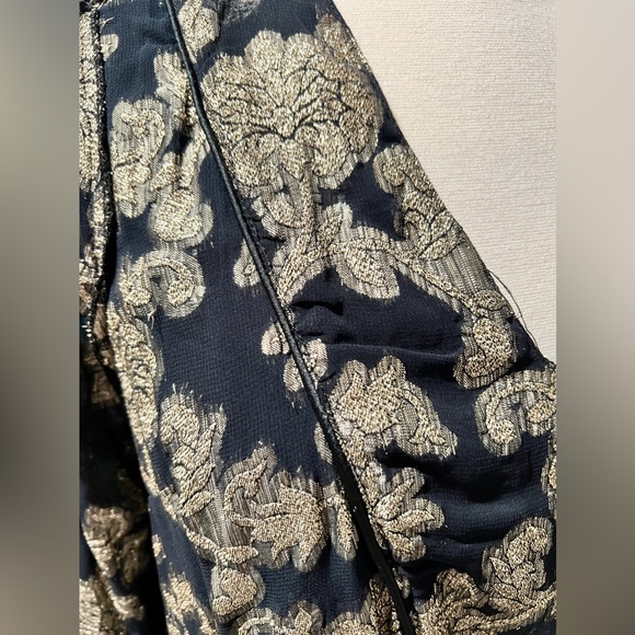 Gold threaded & Black baby doll dress from Anthro with pockets! - Picture 4 of 6